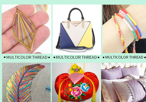 Multi Color Sewing Threads Polyester Rainbow Thread for Weaving Crafts 100% Polyester