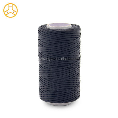 Black 50m 100% Polyester 150D Hand Stitched Leather Flat Wax Thread with Dyed Pattern