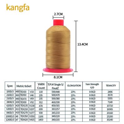 250g/cone Tex70 Medium Heavy Duty Bonded Nylon Thread for Canvas Upholstery Stitching