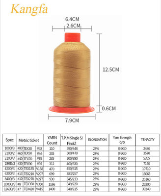 Tex70 Medium Heavy Duty Bonded Nylon Thread 210D/3 3000M for Canvas Sewing Upholstery