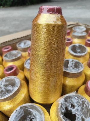 125g Cone Material 100% Polyester Metallic Embroidery Yarn MS Type Pure Gold 150D 120D for Knitting