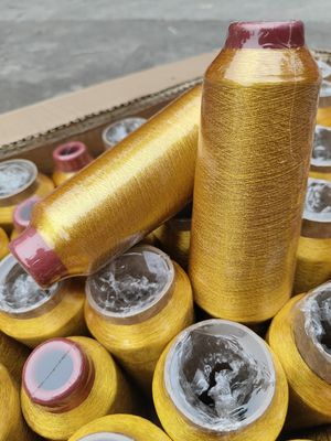 125g Cone Material 100% Polyester Metallic Embroidery Yarn MS Type Pure Gold 150D 120D for Knitting