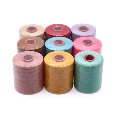 Custom 0.8mm 1mm 100% Polyester Flat Waxed Braided Thread Waterproof for Leather Ware