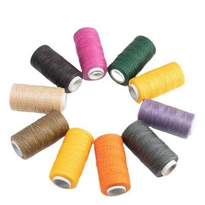 Knitting 0.8MM 210D Core Spun Yarn High Tensile Polyester Fiber Flat Braided Wax Thread