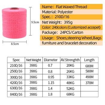 210D/1*16 Waxed Thread 1mm Polyester Thread for Steering Wheel Sewn Chemical-Resistant