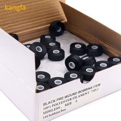 75D/2 Size L 144pcs/Box High Tenacity Polyester White Black Machine Bobbin Thread