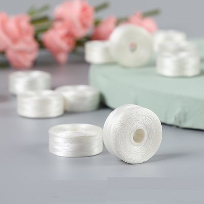 2cm Diameter Embroidery Bottom Thread White Borderless L-Type 75D/2 Shuttle Core Sewing Prefound Bobbin 6