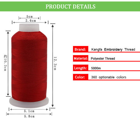 100% Polyester 120d 2 5000Y Embroidery Thread with Low Shrinkage OEM ODM Accepted